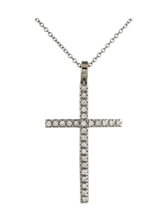 White Gold Cross 18K with Chain