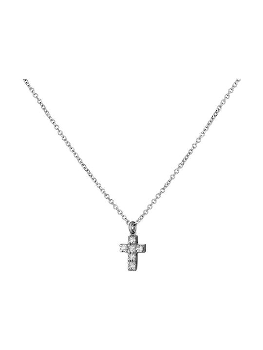 White Gold Cross 18K with Chain