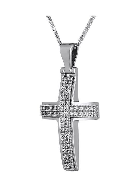 Damen Weißgold Kreuz 14K