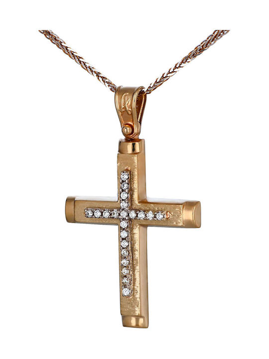 Damen Roségold Kreuz 14K