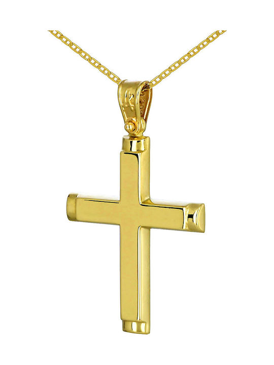 Men's Gold Cross 9K with Chain