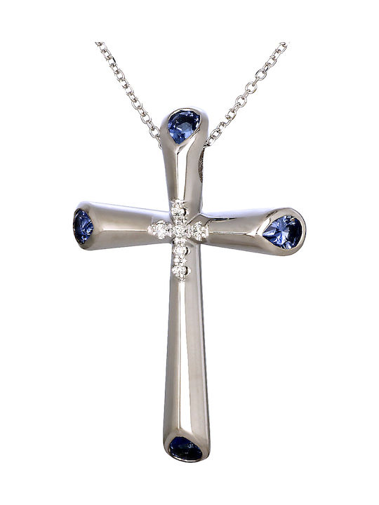 White Gold Cross 18K with Chain