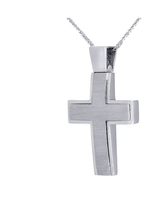 Men's White Gold Cross 14K