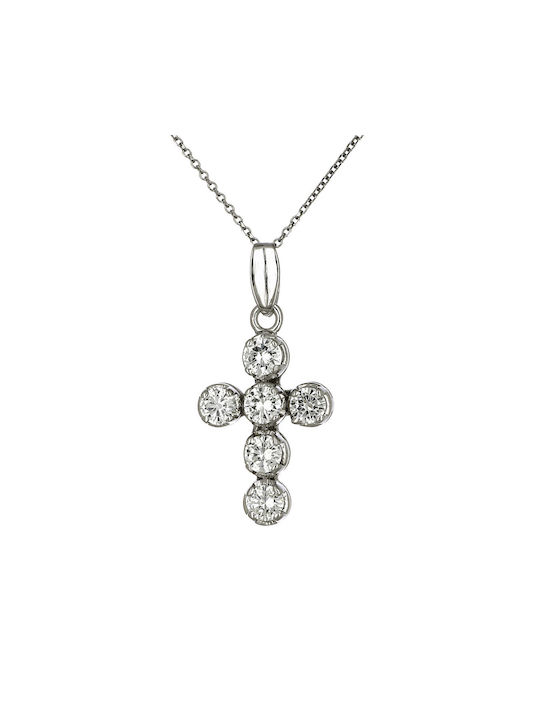 White Gold Cross 18K