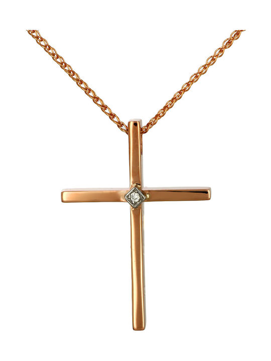 Damen Roségold Kreuz 14K