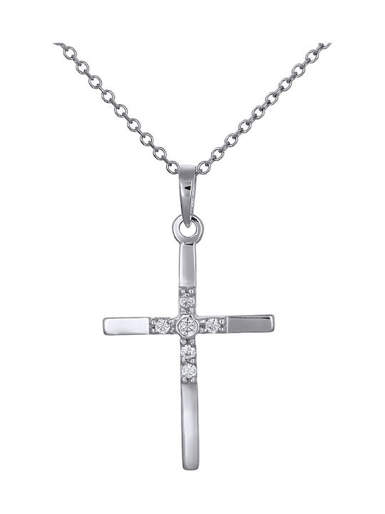 Damen Weißgold Kreuz 14K