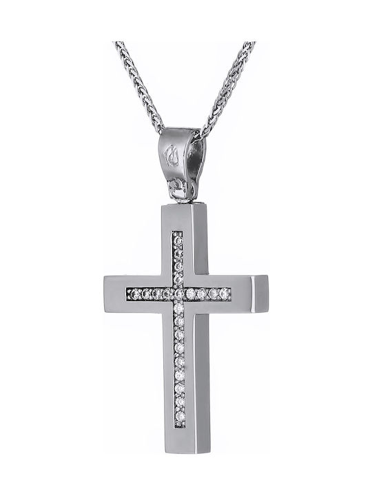 Damen Weißgold Kreuz 14K