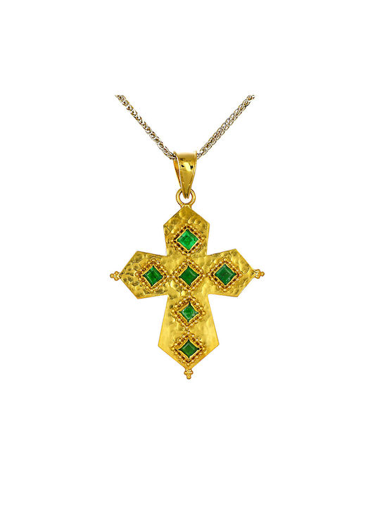 Damen Gold Byzantinisch Kreuz 18K