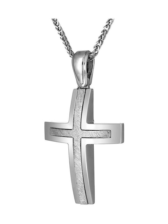 Men's White Gold Cross 14K