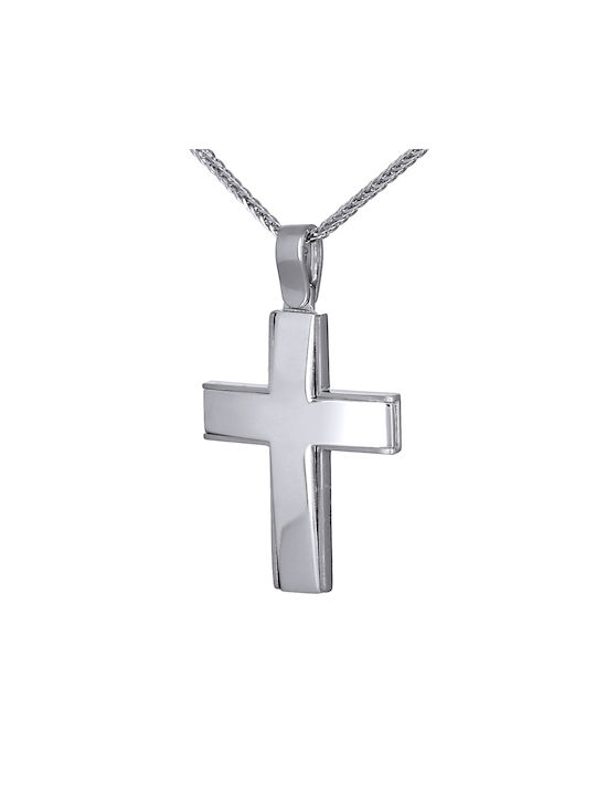 Men's White Gold Cross 14K