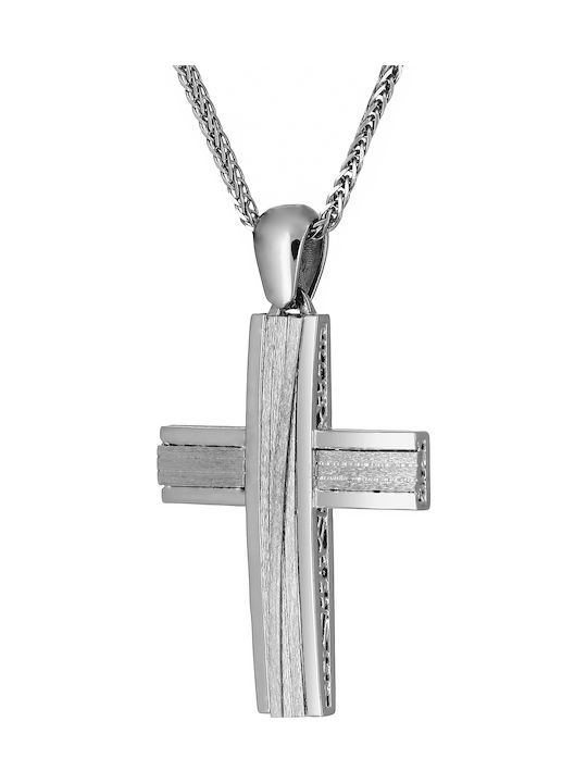 Men's White Gold Cross 14K