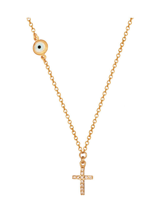 Abadianakis Women's Gold Cross 14K with Chain