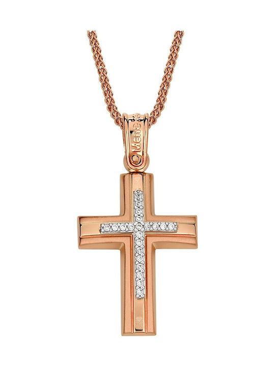 Damen Roségold Kreuz 14K mit Kette