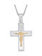 Men's White Gold Cross 14K with the Crucified with Chain