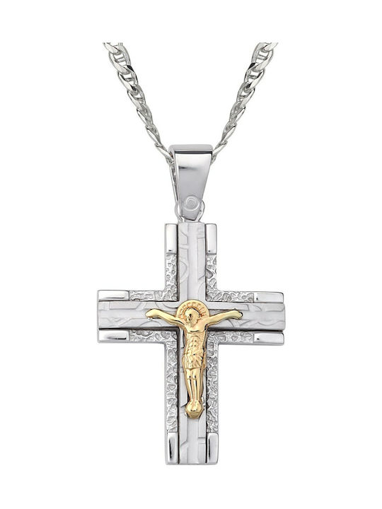 Herren Kreuz mit dem Gekreuzigten aus Silber mit Kette