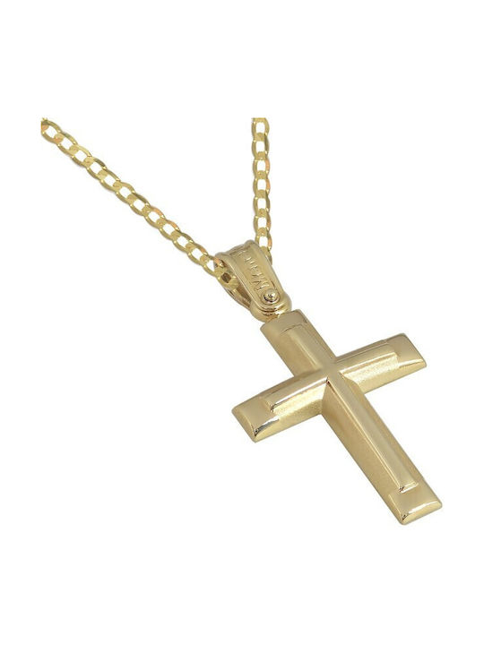 Herren Gold Kreuz 14K mit Kette