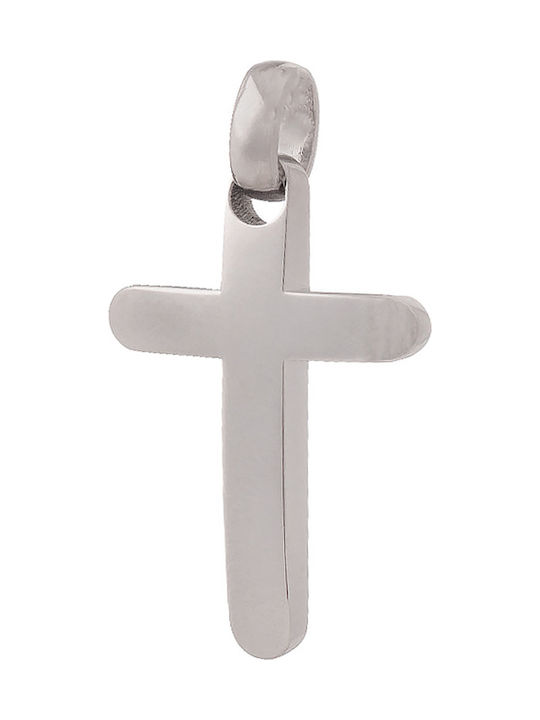 Men's White Gold Cross 18K