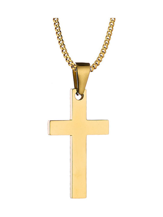 SOFI Men's Cross from Gold Plated Steel with Chain