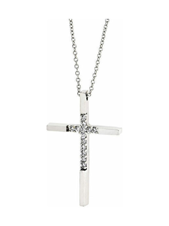 Damen Weißgold Kreuz 14K mit Kette