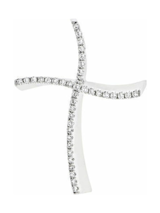 Women's White Gold Cross 18K