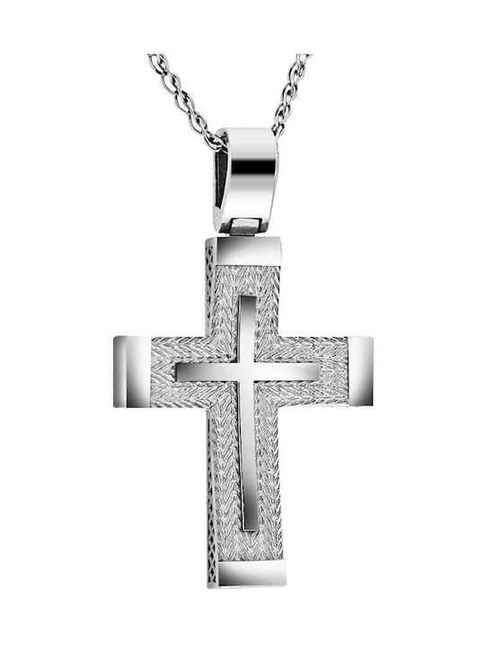 Men's White Gold Cross 14K Double Sided