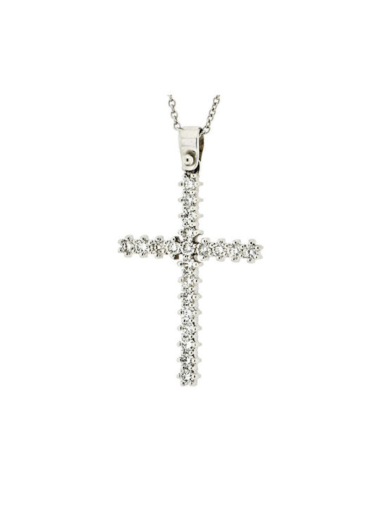 Women's White Gold Cross 18K