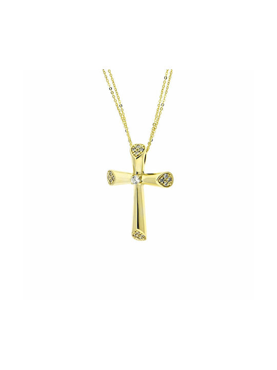 Damen Gold Kreuz 14K mit Kette