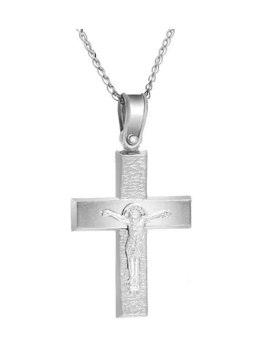 Men's White Gold Cross 14K with the Crucified