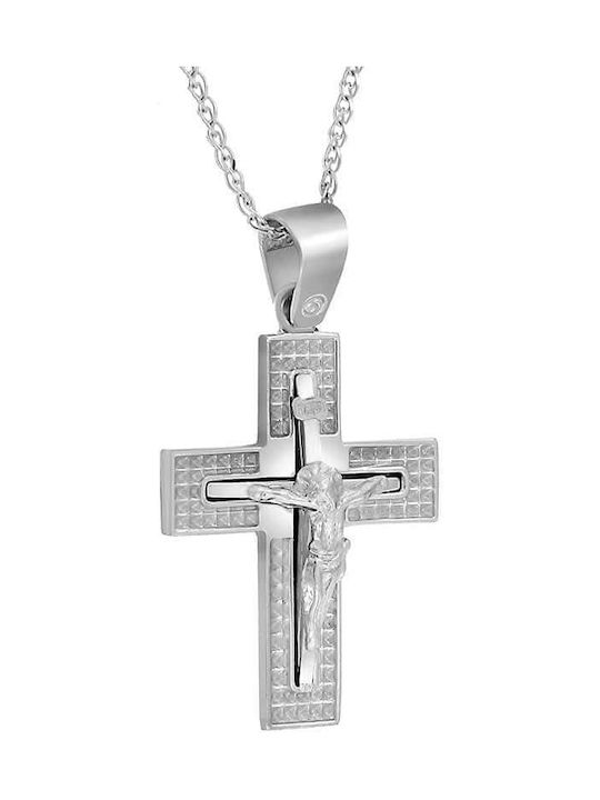 Men's White Gold Cross 14K with the Crucified