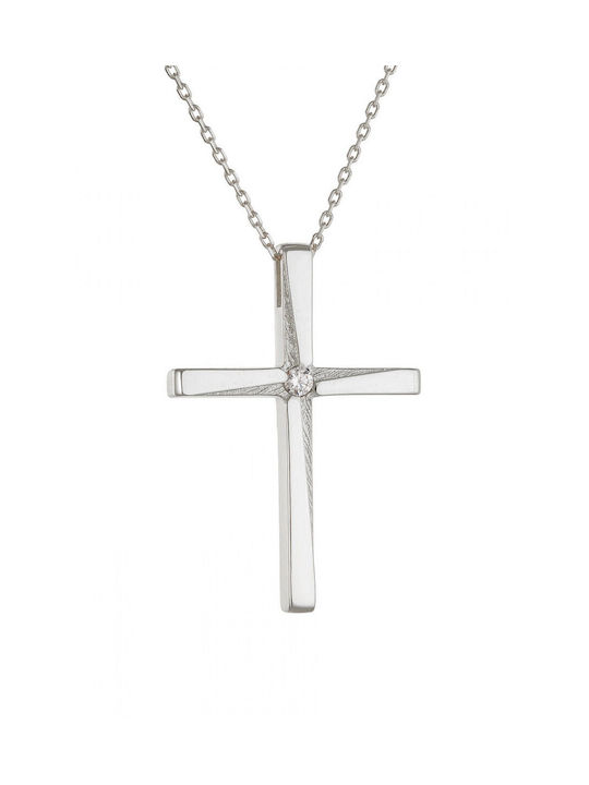 Weißgold Kreuz 14K mit Kette