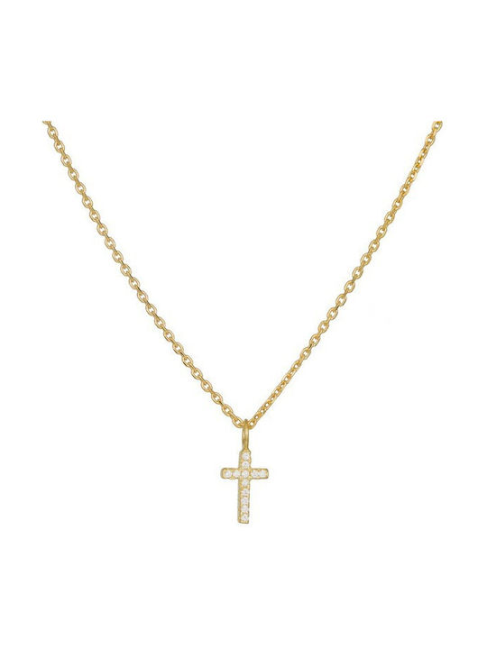 Women's Cross from Gold Plated Silver with Chain