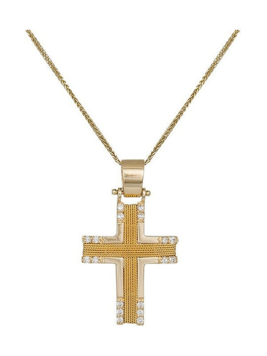 Damen Gold Kreuz 18K mit Kette