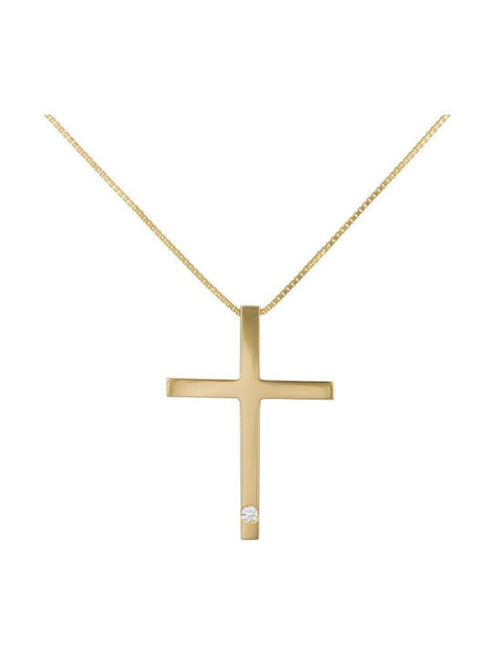 Damen Gold Kreuz 18K mit Kette