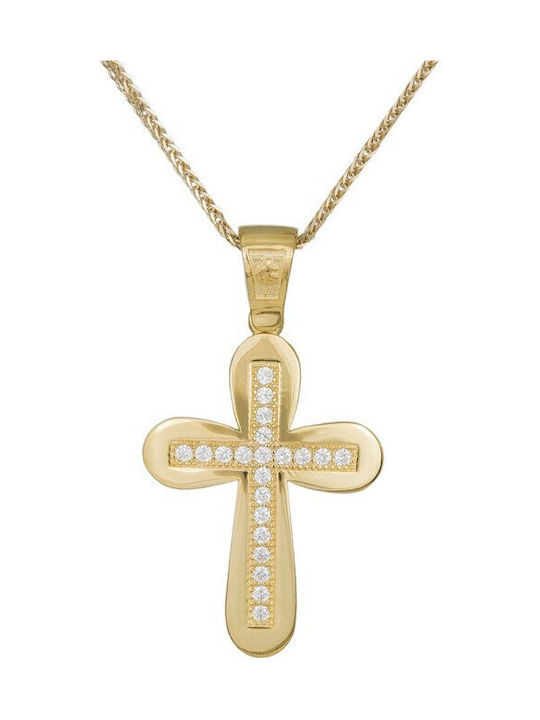 Damen Gold Kreuz 14K mit Kette