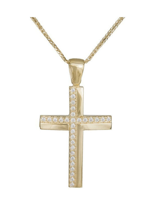 Damen Gold Kreuz 14K mit Kette