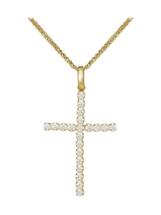 Damen Gold Kreuz 14K mit Kette