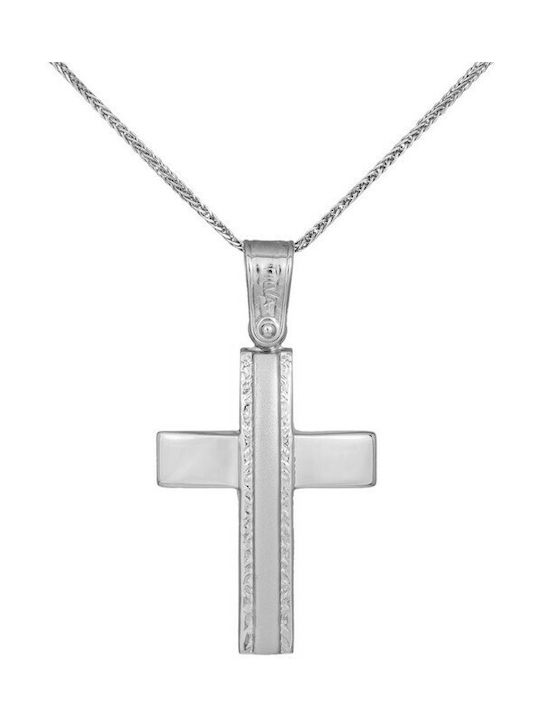 Herren Weißgold Kreuz 14K mit Kette