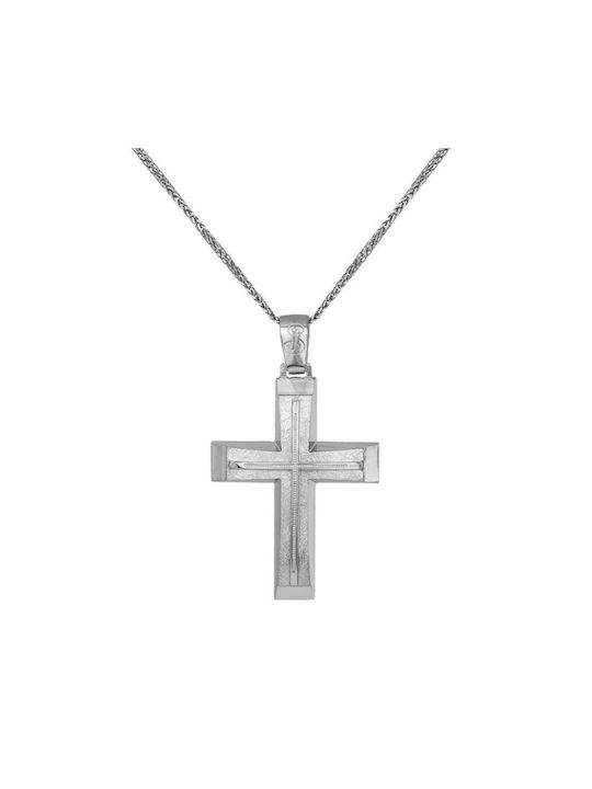 Herren Weißgold Kreuz 14K mit Kette