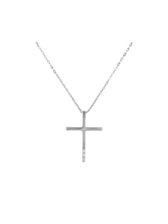 Women's White Gold Cross 18K with Chain