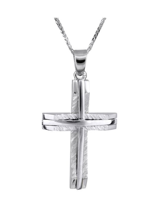 Herren Weißgold Kreuz 14K mit Kette