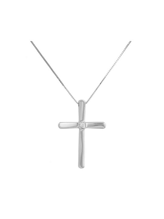 Damen Weißgold Kreuz 14K mit Kette