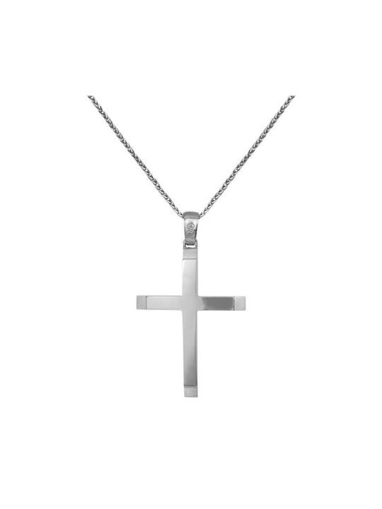 Herren Weißgold Kreuz 14K mit Kette