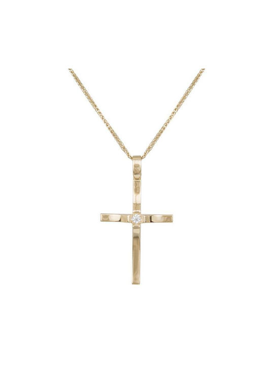 Damen Gold Kreuz 14K mit Kette