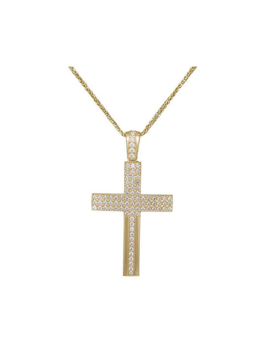 Damen Gold Kreuz 14K mit Kette