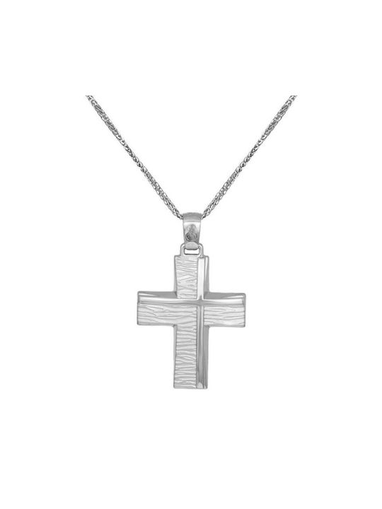 Herren Weißgold Kreuz 14K mit Kette