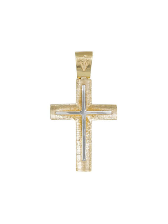 Men's Gold Cross 14K Double Sided