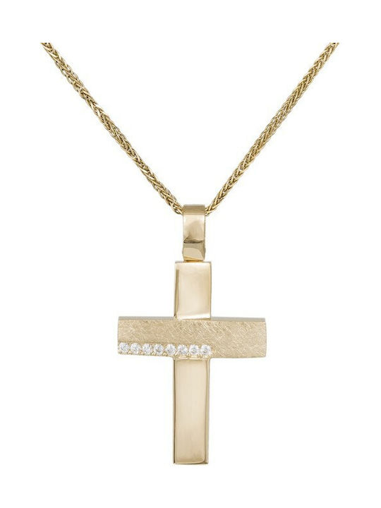 Damen Gold Kreuz 14K mit Kette