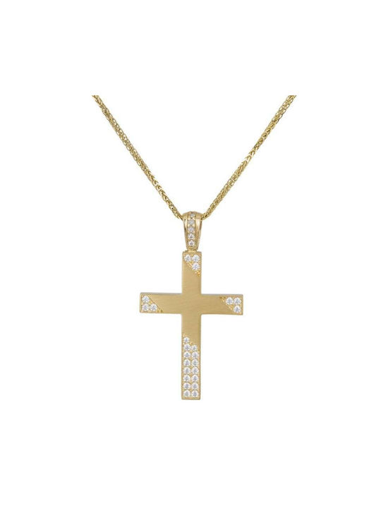 Damen Gold Kreuz 14K mit Kette