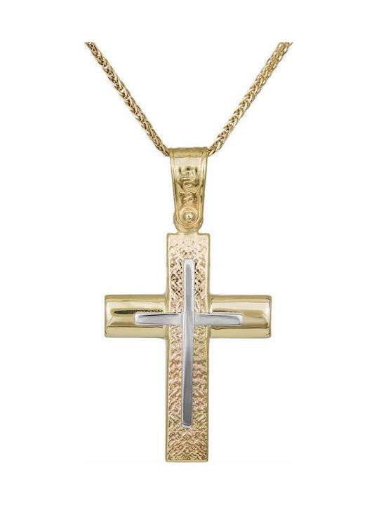 Herren Gold Kreuz 14K mit Kette