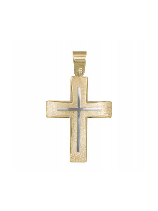 Herren Gold Kreuz 9K Beidseitig